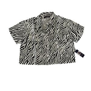 RACHEL Rachel Roy zebra print cropped button-down shirt Oversized NEW Medium